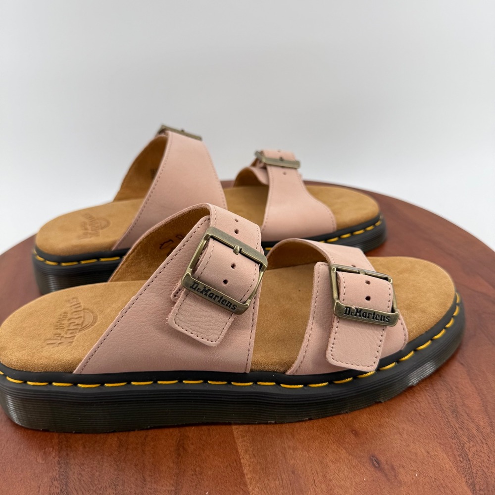 Dr. Martens Josef Sandals Powder Pink Milled Nubuck Slides Women 11